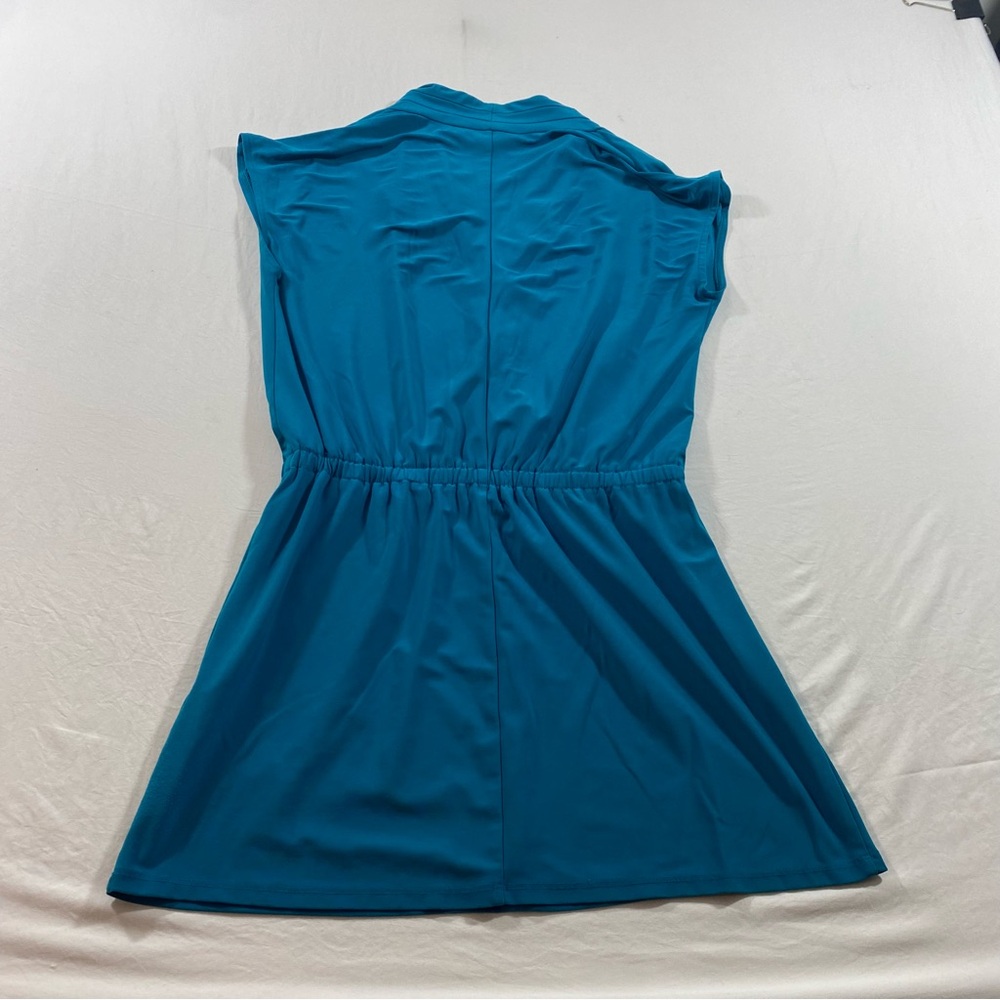 White House Black Market Teal mini dress elastic waistband V-Neck Summer Top - Picture 6 of 10